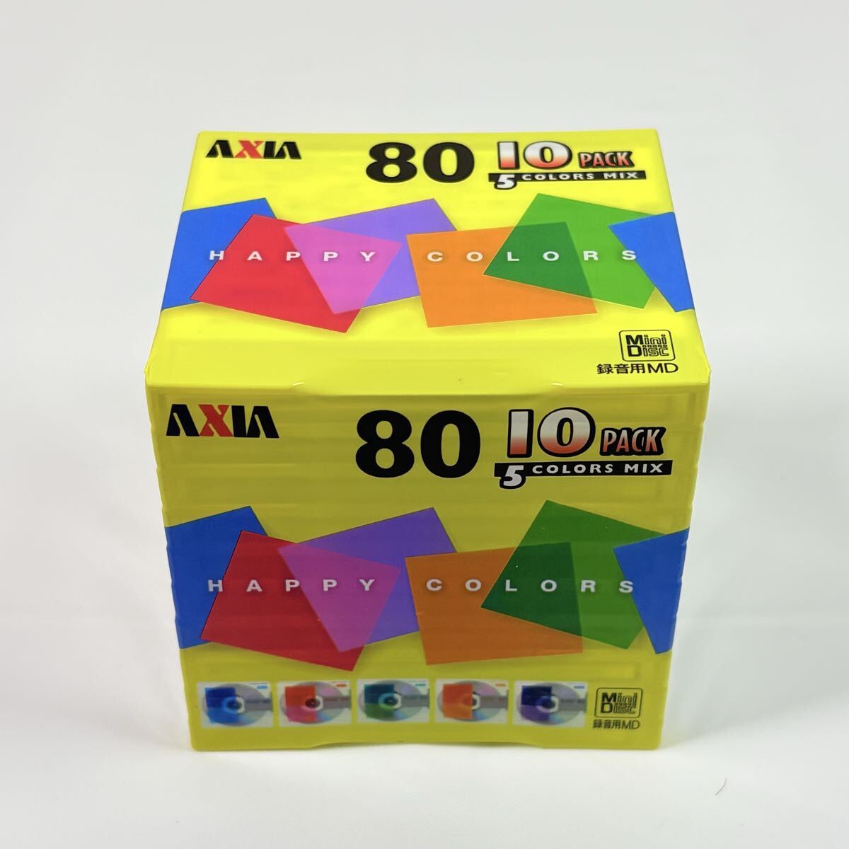 未開封品　 AXIA HAPPY COLORS 80 10pack 5colors MIX カセットテープ　記録媒体　 ミニディスク　当時物　レトロ