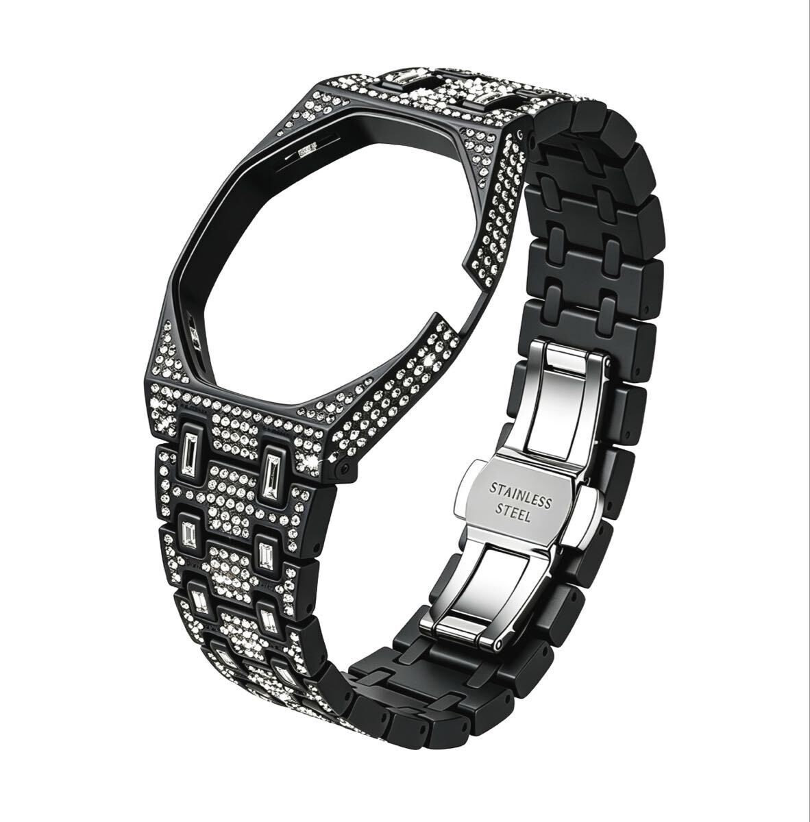 AP×Swatch ジルコニア装飾 カスタムモデル メタルベルト リューズ位置選択可 SK11