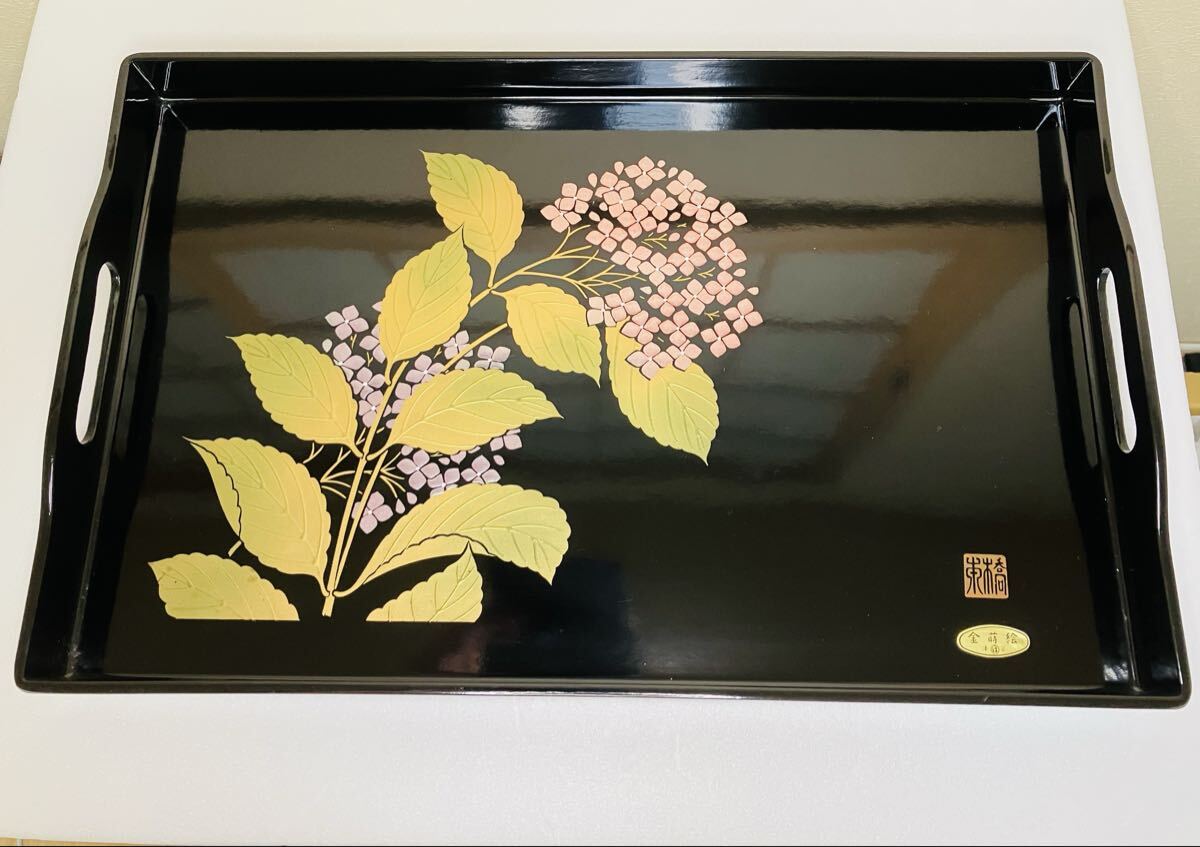 橋本漆器　本蒔絵漆器長角盆未使用品。箱無し。