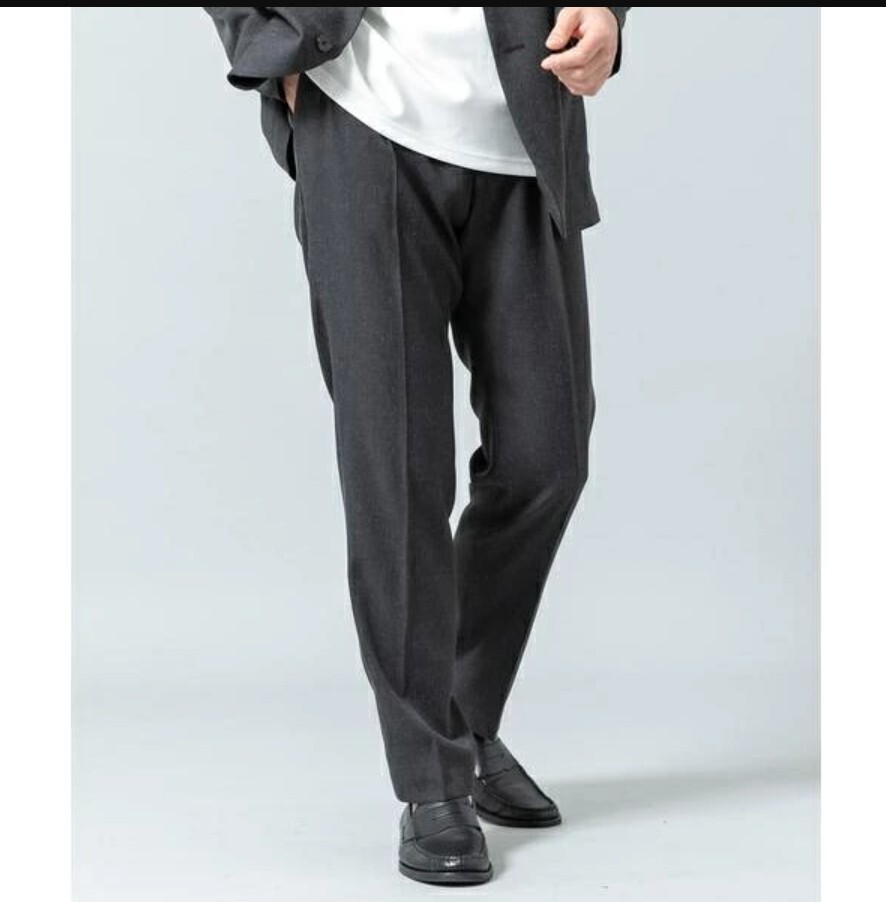 ☆URBAN RESEARCH ROSSO リネン混ストレッチ　スラックス M グレー テーパードスラックス アーバンリサーチ ロッソ☆