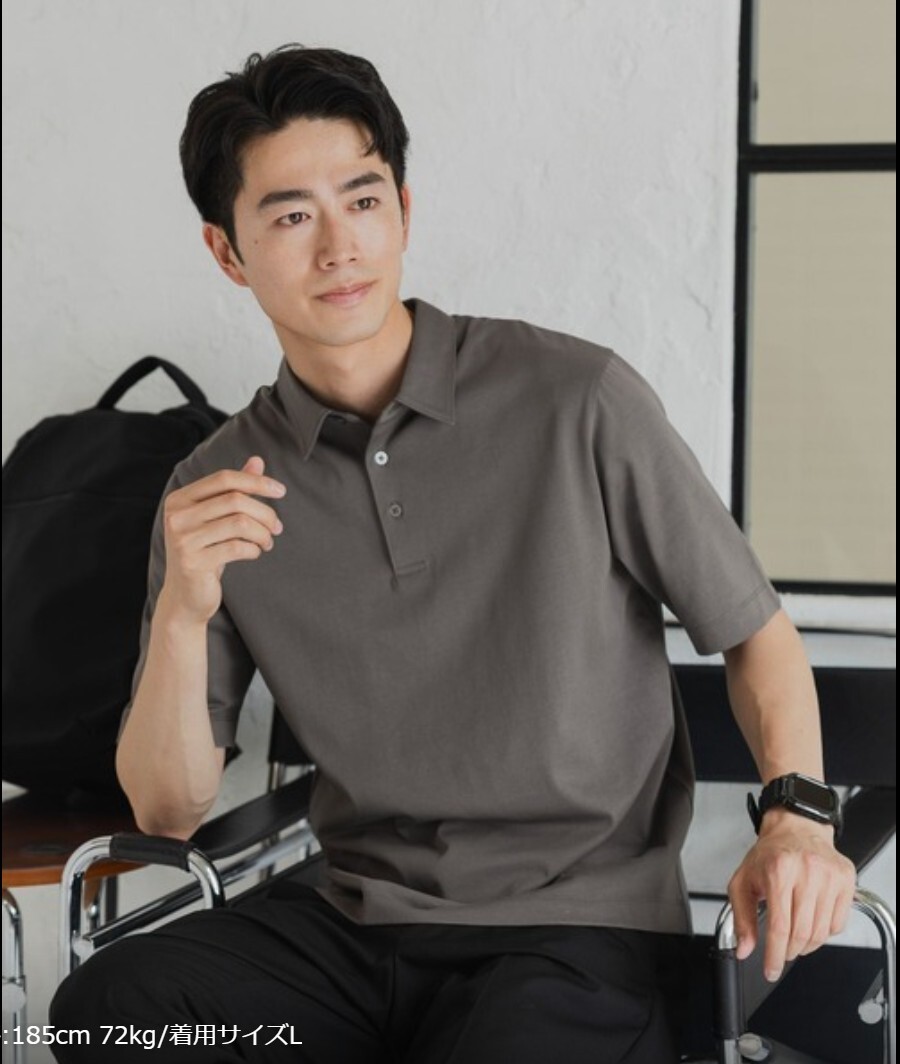 ☆GLOBAL WORK 汗染み軽減 クリーンポロ チャコール XL 美品 ビジネスポロ グローバルワーク ポロシャツ 半袖シャツ☆
