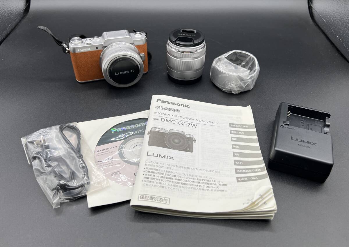Panasonic パナソニック　LUMIX DMC-GF7W　ダブルズームレンズキット　ミラーレス一眼カメラ　通電・簡易動作OK　外観美品　コ2344