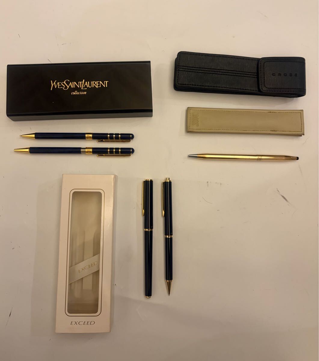 【ま589】ボールペン シャーペン まとめ YSL CROSS EXCEED イヴ・サンローラン クロス エクシード ケース 箱付き 筆記用具 筆記具