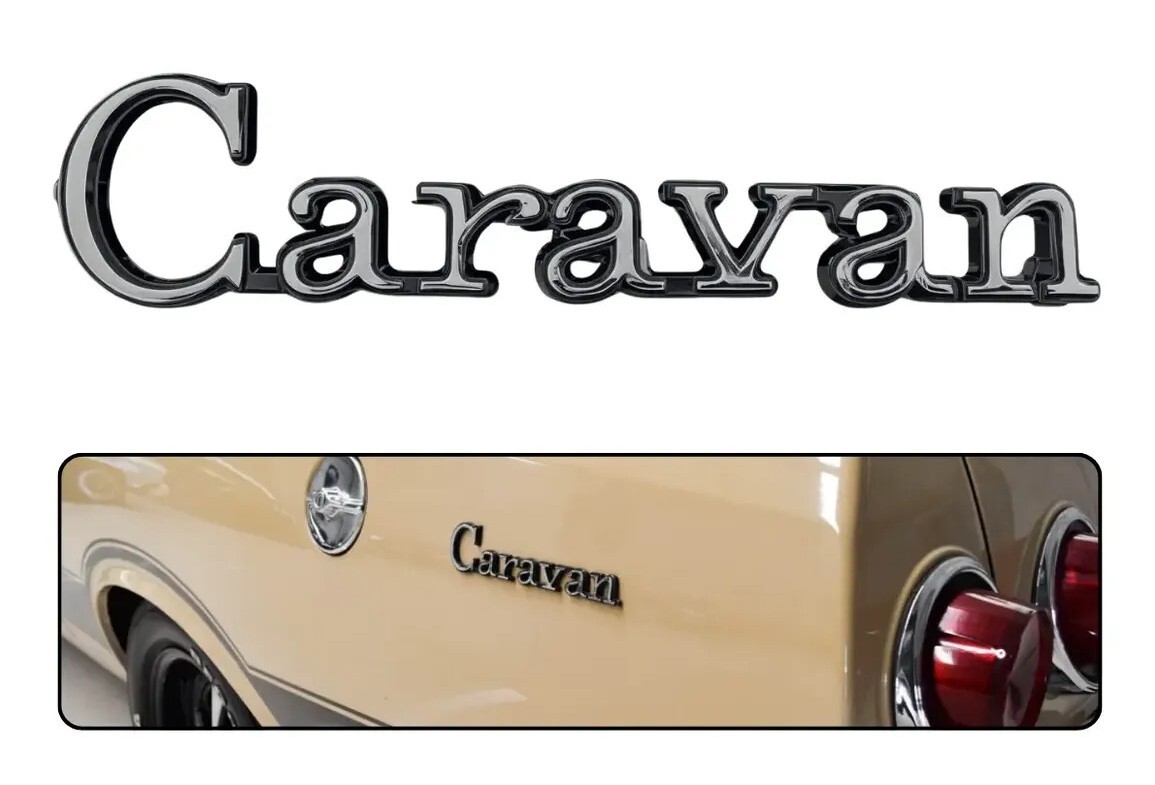 ヴィンテージ CARAVAN クローム メッキ スチール サイド リア ネームプレート エンブレム クラシック GM Chevrolet シボレー カーラヴァン
