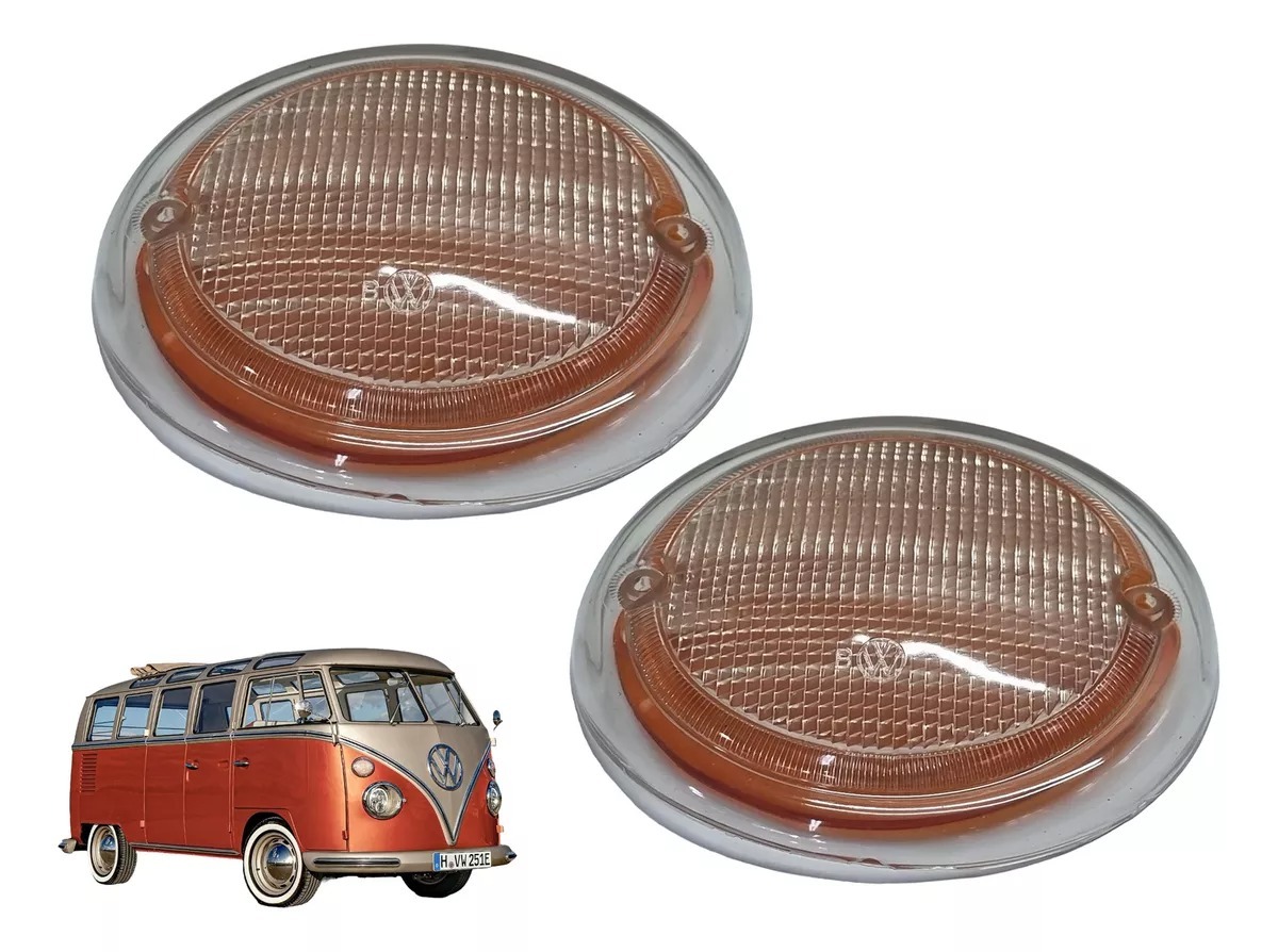 純正品 ウインカーレンズ フラッシャー クリア アンバー アクリル フロント 2個セット ペア VW ワーゲン 空冷VW T2 バス 1962～1967年式
