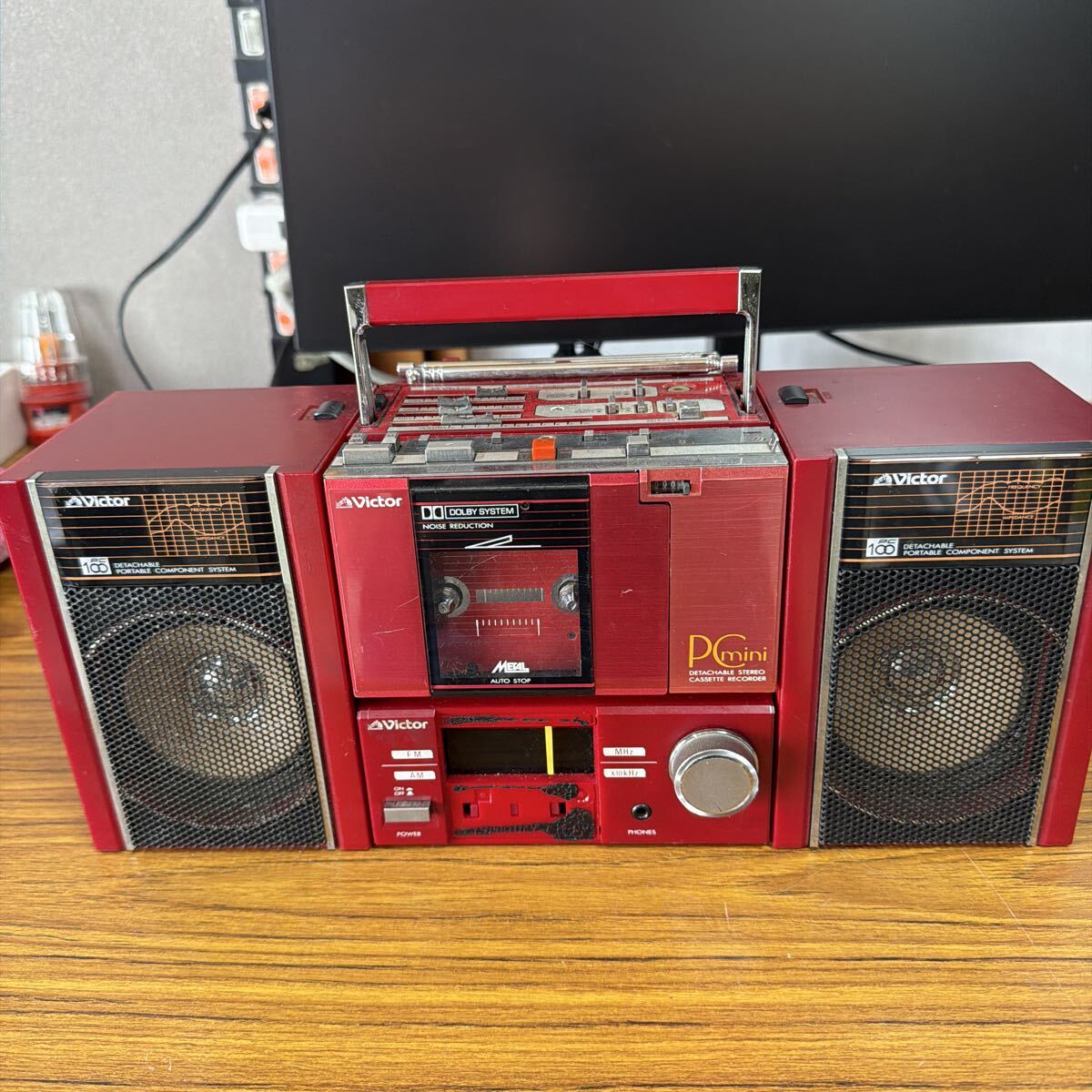 Victor PC-R100 昭和レトロ ビクター PC MINI 通電済み　ラジオ確認済み　電源ケーブル付き　100サイズ