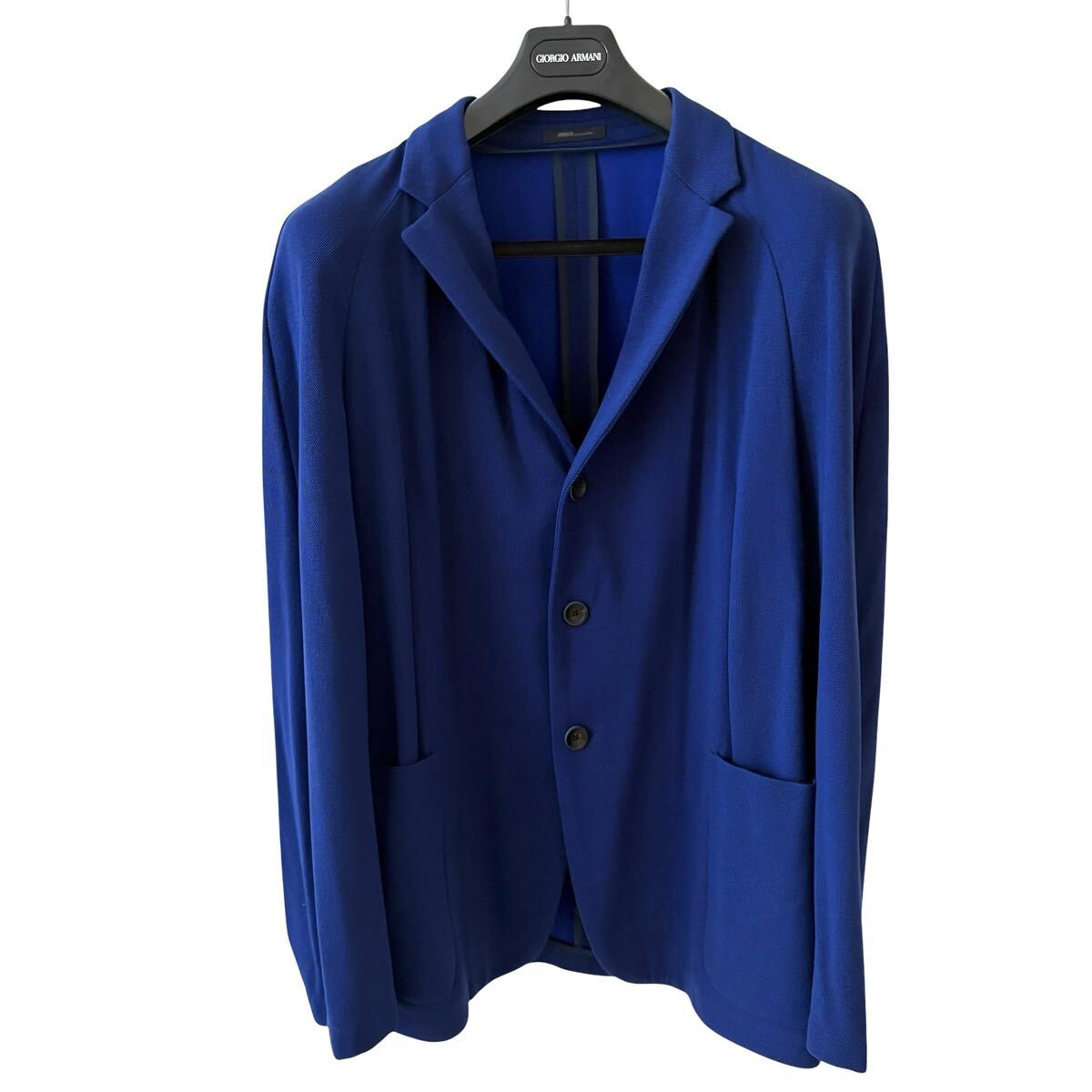 大人のオシャレ ARMANI COLLEZIONI テーラードジャケット 52 XL ロイヤルブルー ルーマニア製 アルマーニ コレツィオーニ メンズ