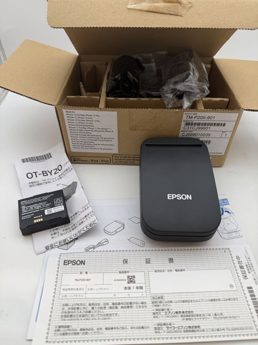 ★EPSON エプソン TM-P20II-901 モバイルレシートプリンター C31CJ99901 バッテリー ACアダプター付　動作確認済み