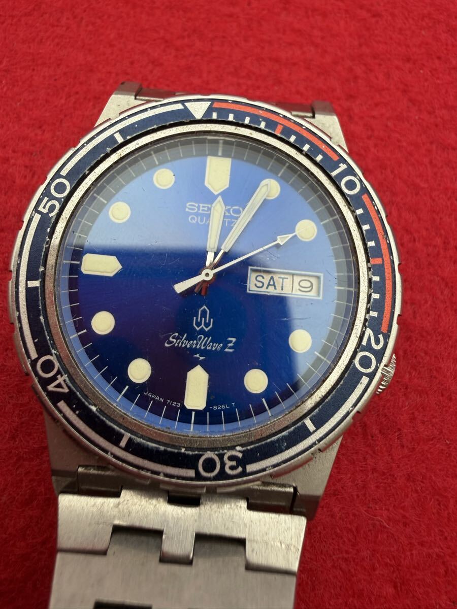 ★SEIKO セイコー SilverWave Z シルバーウェーブZ 7123-826A 青文字盤 デイデイト クォーツ メンズ腕時計 動作未確認