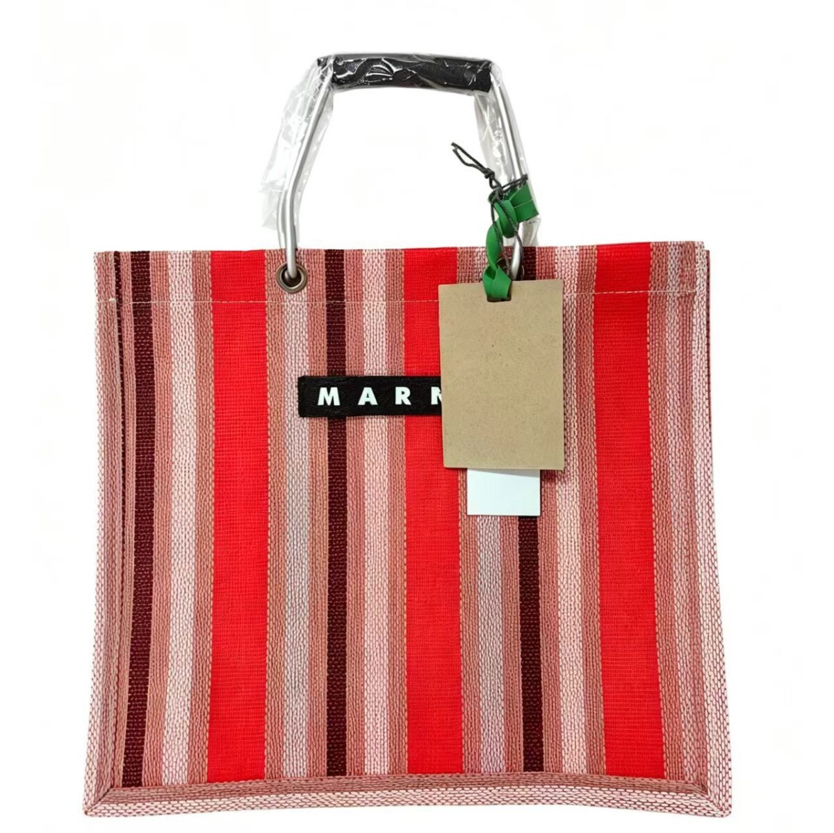 MARNI マーニ風 ストライプ トートバッグ メッシュ カゴバッグ レディース 縦型 A4 大容量 軽量r
