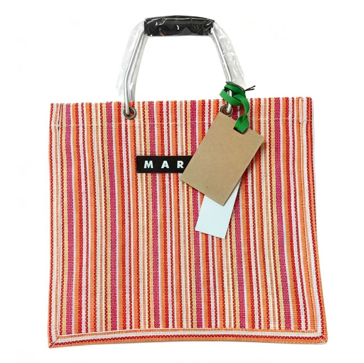 MARNI マーニ風 ストライプ トートバッグ メッシュ カゴバッグ レディース 縦型 A4 大容量 軽量