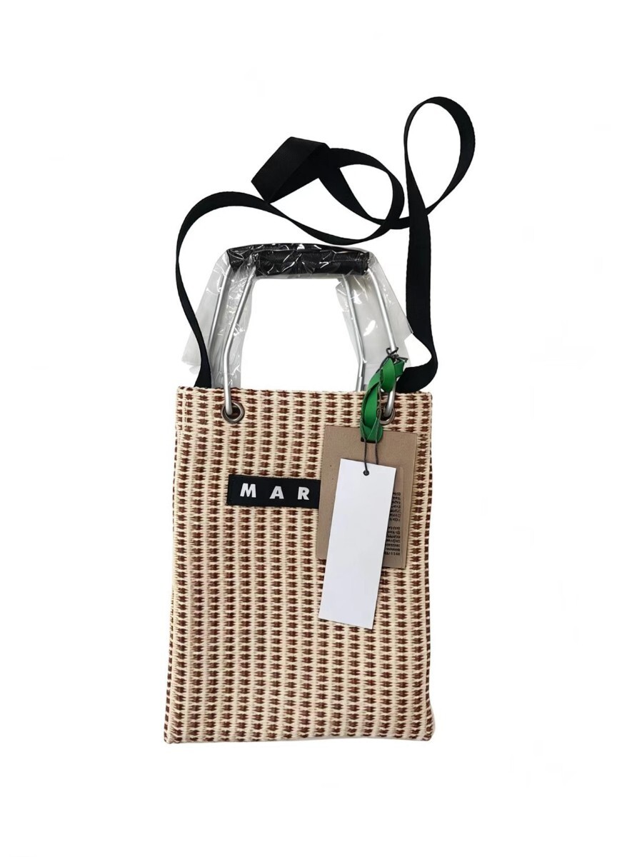 未使用 MARNI マルニマーケット かごバッグ トートバッグ 斜め掛け メッシュバッグ ブラウン レディース 夏バッグ