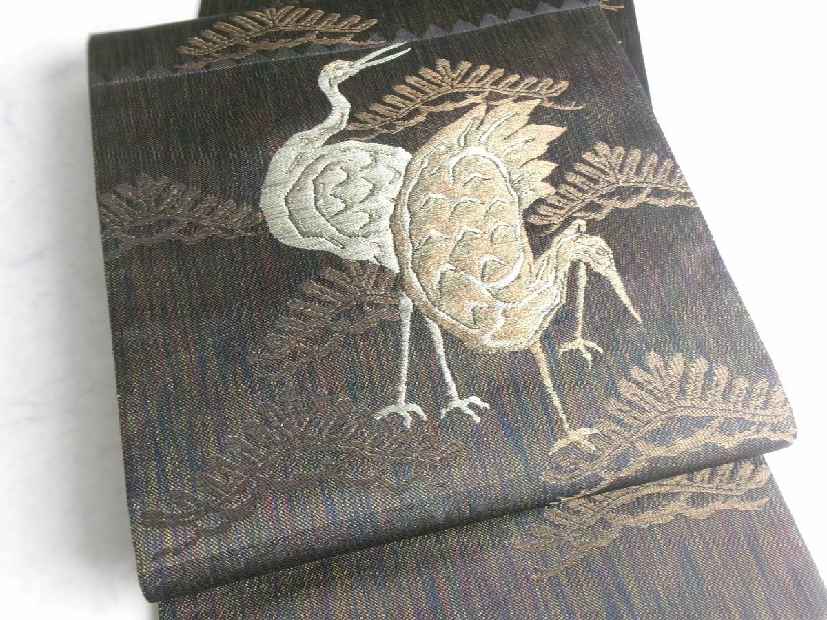 7424■ 美品 落ち着いた気品 鶴模様 袋帯 ■ひまわり
