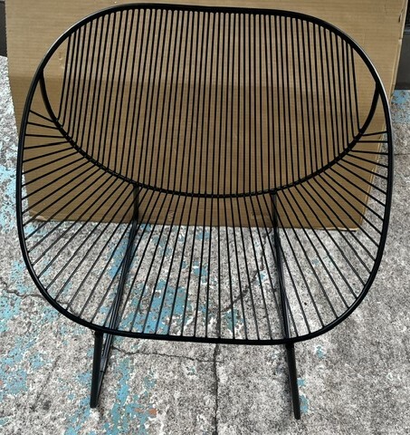 ienowa イエノワ miche ミーチェ ワイヤー ワイド チェア インテリア 家具 サイズ約70×60×71(座面36) 一人掛け 黒 中古 現状品