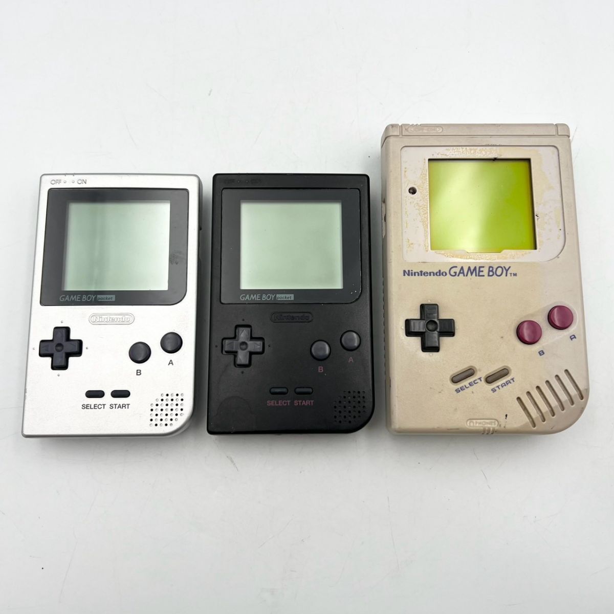 BGi341G060 任天堂 ゲーム機 3点 まとめ DMG-01 初代ゲームボーイ/MGB-001 ゲームボーイポケット ブラック シルバー NINTENDO