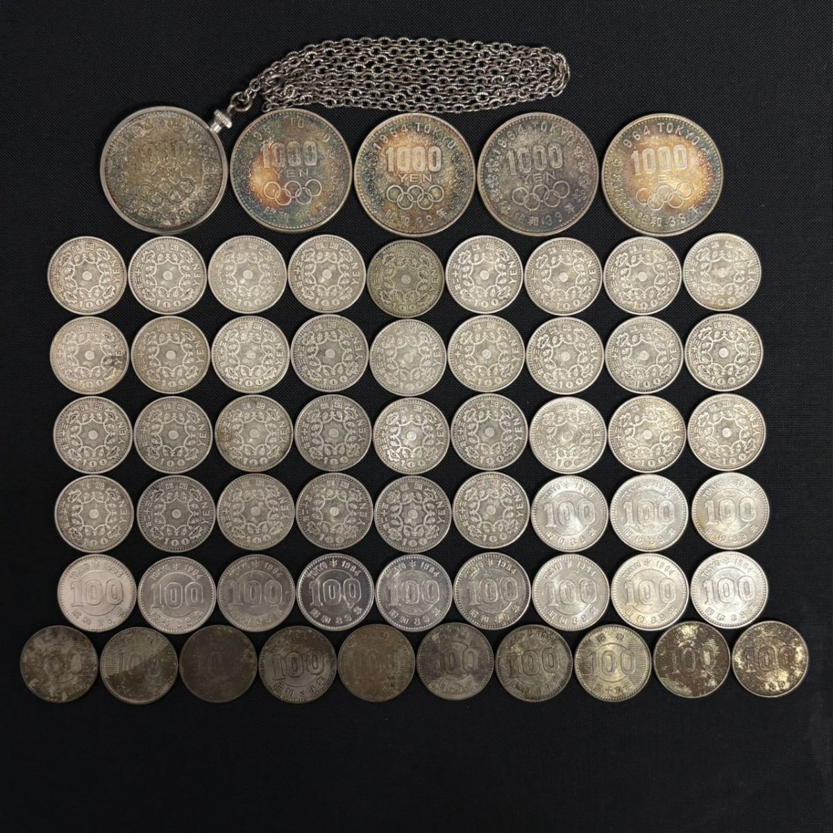 BGh237H060 約376.62g 昭和39年 銀貨 まとめ 1964年 東京オリンピック/稲穂/1000円/100円 五輪 記念硬貨 古銭 硬貨 レトロ アンティーク