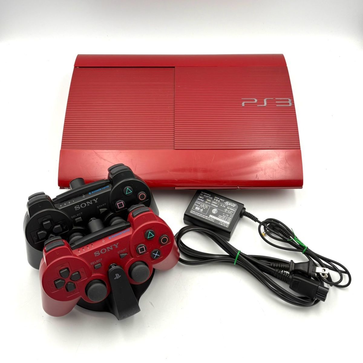 AGh158D080 読込〇 SONY PS3 CECH-4000B PlayStation3 250GB 薄型 レッド ゲーム機 本体/CECHZ2J ワイヤレス コントローラー/充電スタンド