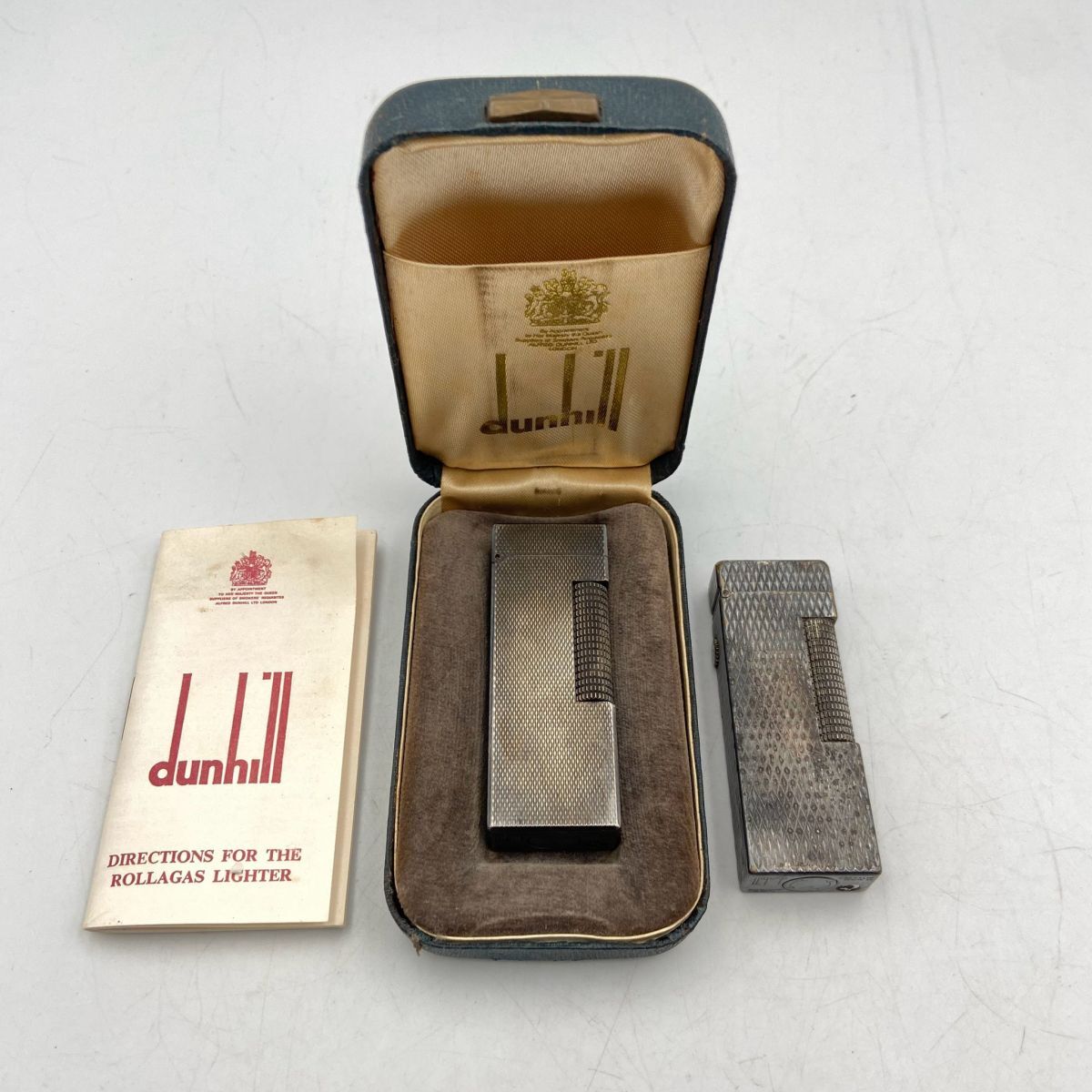 BGv001Q060 dunhill ダンヒル ガスライター 2点 まとめ ローラー式 ローラガス バーレイ柄 ダイヤカット柄 喫煙具 喫煙グッズ