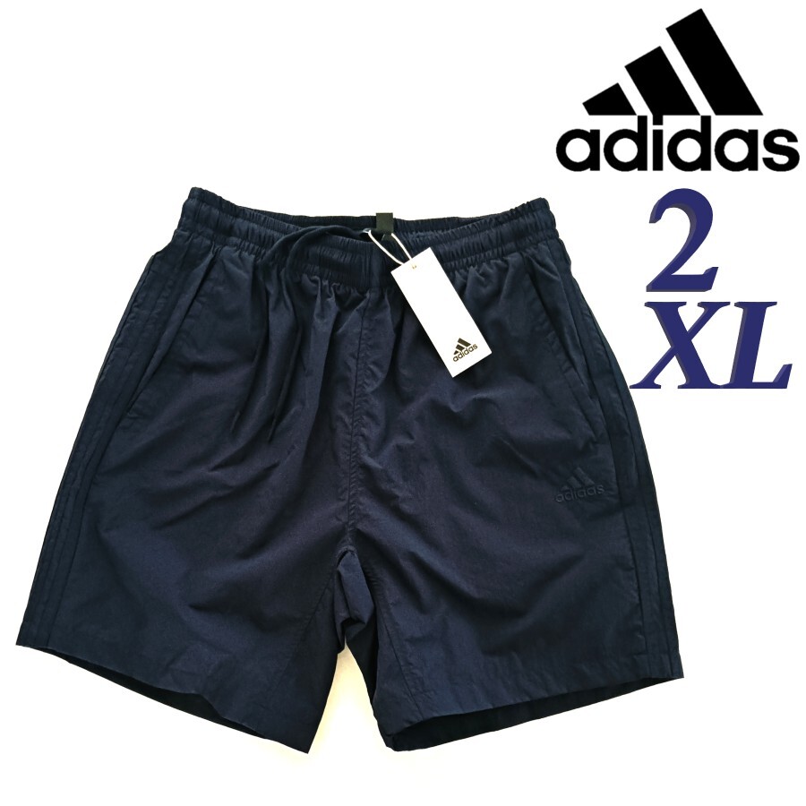 新品 アディダス 紺 2XL メンズ ショートパンツ ウーブンショートパンツ ハーフパンツ 短パン 膝上丈