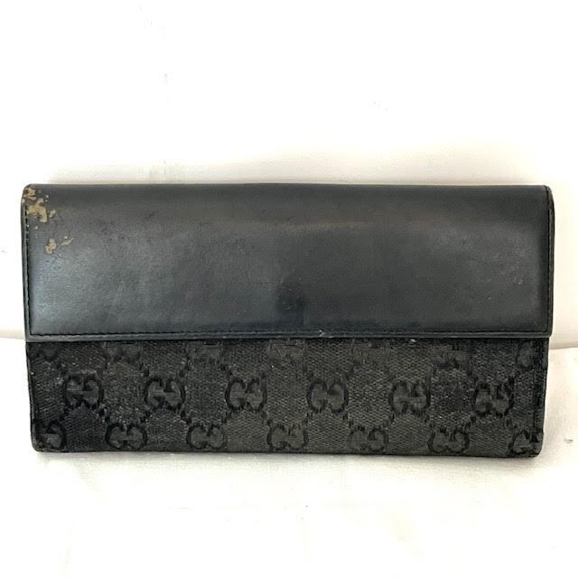 A21　GUCCI　グッチ　ジャッキーGGキャンバス　Wホック長財布