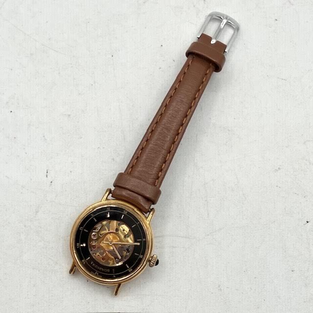 A2　【稼働品】TECHNOS　テクノス　クラシッシェ両面スケルトンウォッチ　腕時計