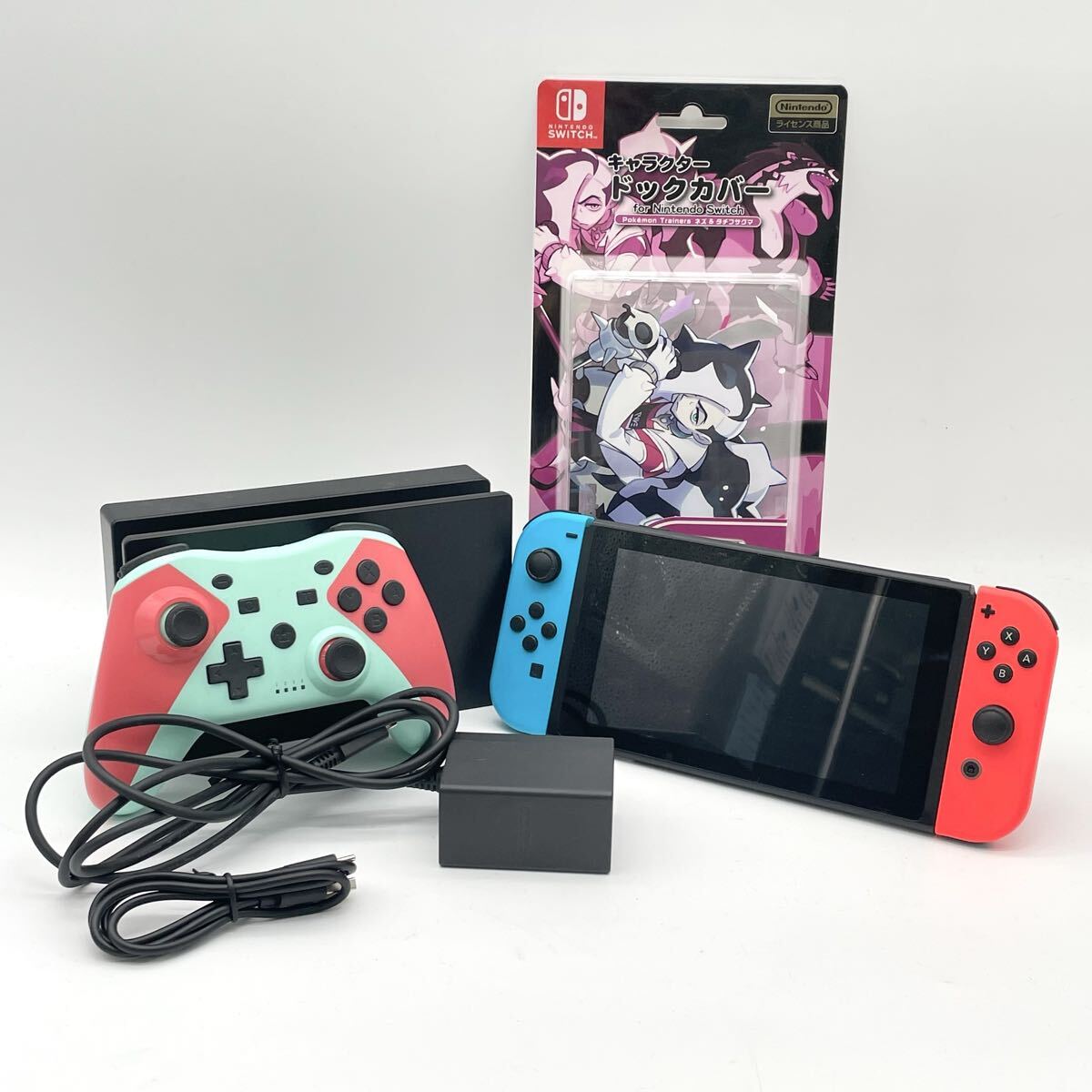L Nintendo Switch HAC-001 本体 コントローラー ドックカバー 周辺機器 ニンテンドー スイッチ 初期化済み 任天堂 ポケモン モノトク