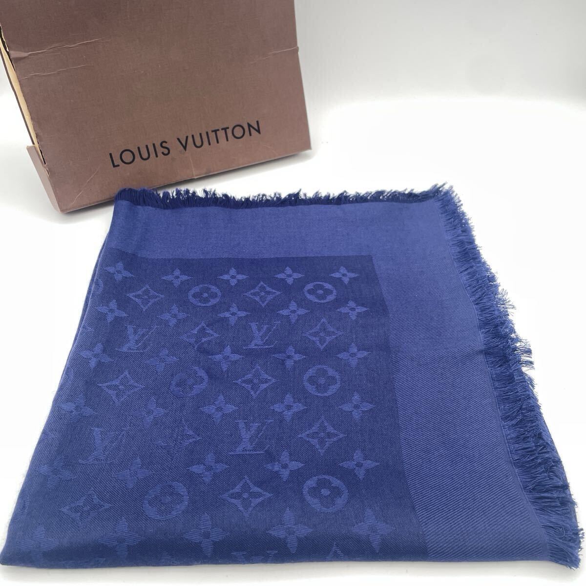 F LOUIS VUITTON ルイヴィトン ショールモノグラム 大判ストール 約140×140 M72412 絹 メンズ レディース モノトク