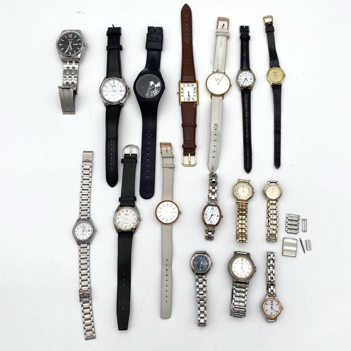 F 腕時計 16点まとめ CASIO カシオ CITIZEN シチズン クォーツ レザーベルト ステンレススチール 防水 ウォッチ 時計 モノトク