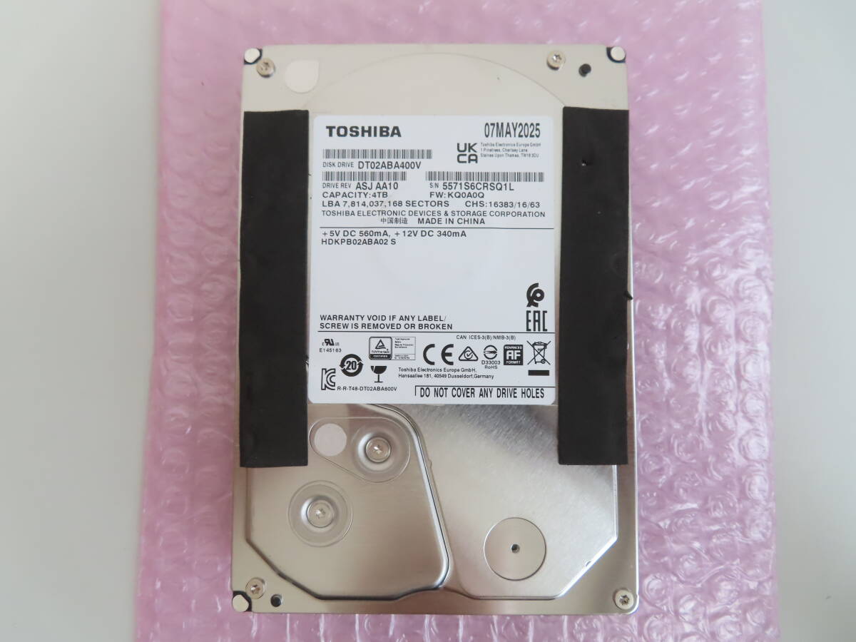 東芝 (TOSHIBA) DT02ABA400V [4TB SATA600 5400rpm] 使用0時間