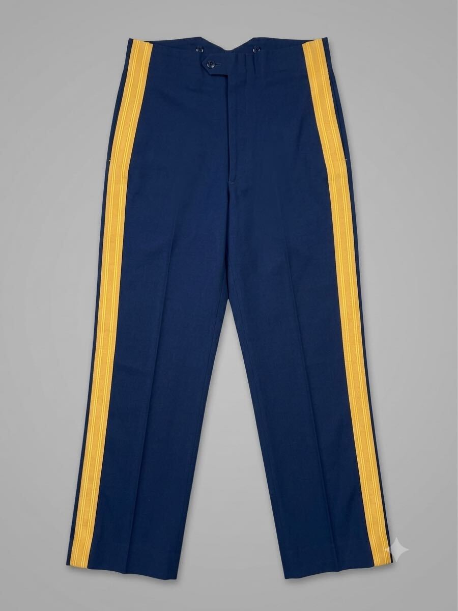 【希少】60s 70s DAVIS CLOTHING CO. ヴィンテージ マーチングパンツ サスペンダー仕様 側章 トラウザーズ ネイビー 濃紺 USA製 制服