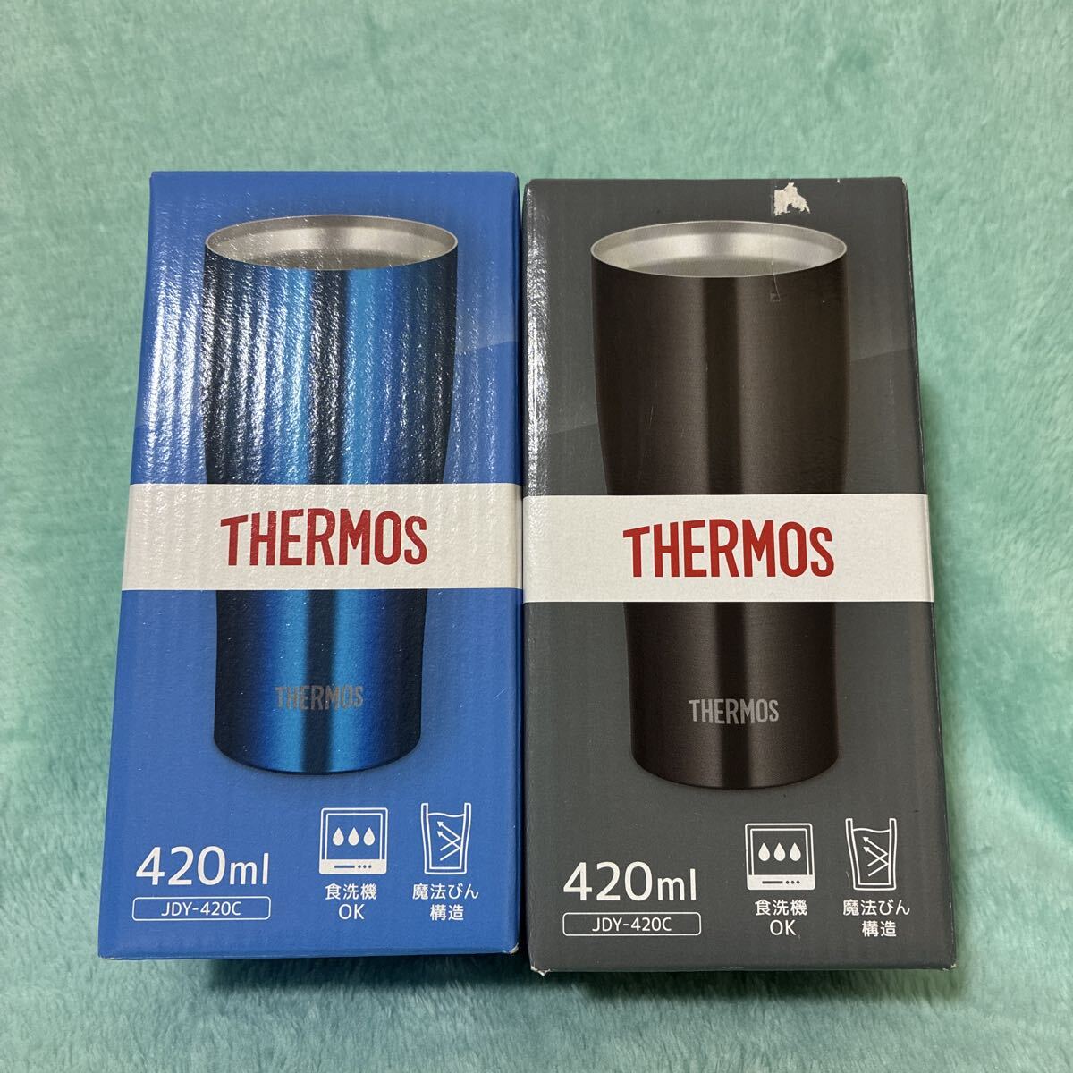 ★新品★ サーモス 真空断熱タンブラー　JDY-420C ブラック&オーシャンブルー　420ml 2個セット