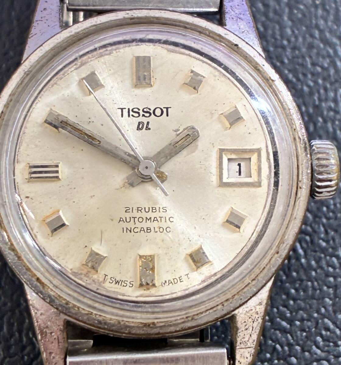 2629★【希少当時物】TISSOT ティソ DL 21石 自動巻 31054 インカブロック スイス製 不動 ジャンク 純正ロゴ刻印ブレス アンティーク現状品