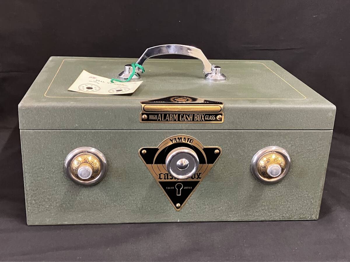 YAMATO ダイヤル式 キャッシュボックス 金庫 手提げ金庫 鍵付き ベル付 アンティーク CASH BOX ヴィンテージ インテリア★2527管理