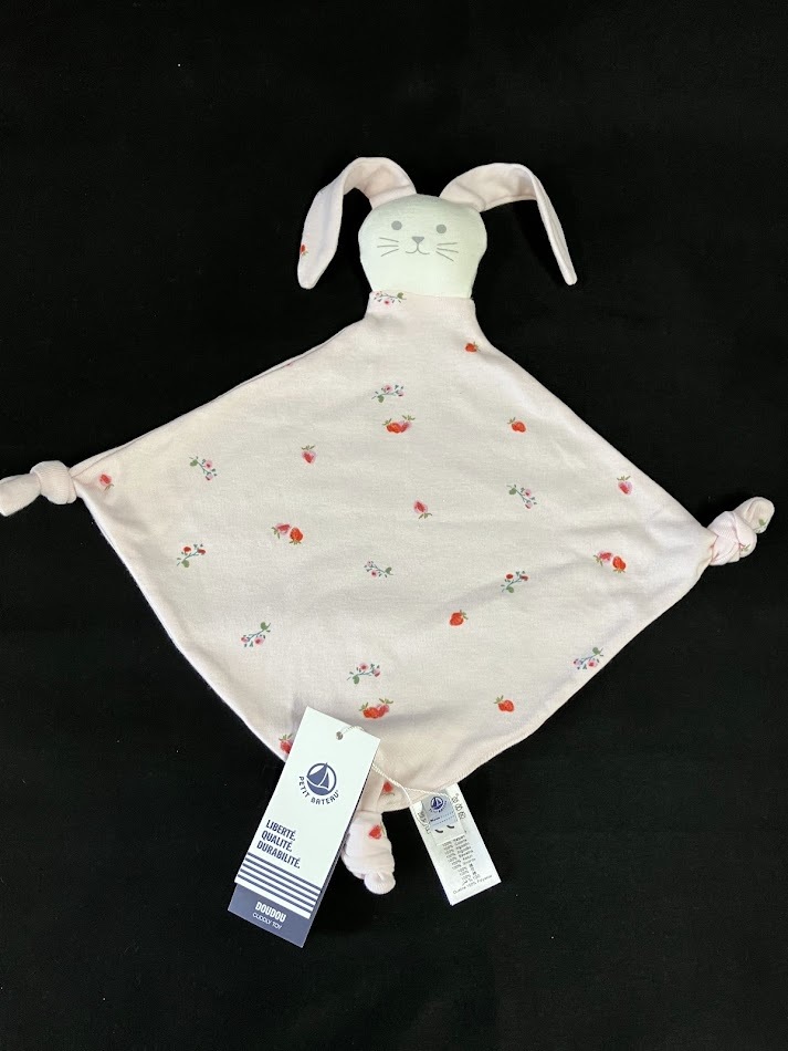 プチバトー ぬいぐるみ/未使用タグ付き PETIT BATEAU ベビー ウサギ ドゥドゥ オーガニックコットン ピンク/ホワイト ★2258