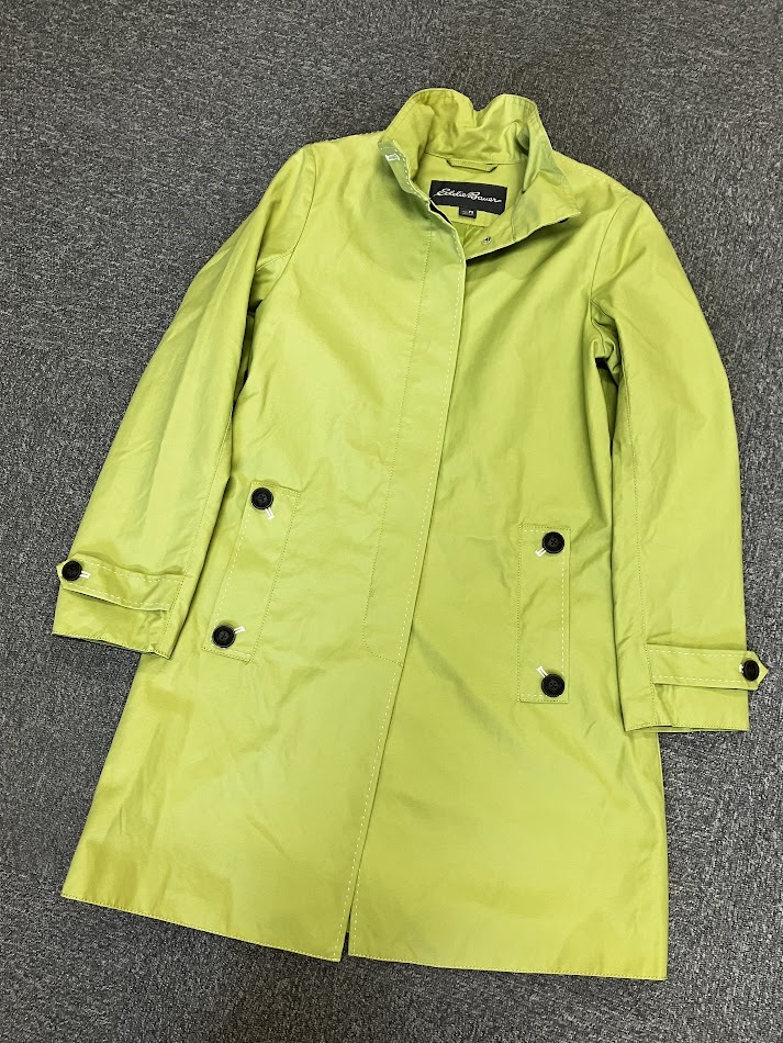 ◆美品◆ Eddie Bauer エディーバウアー スプリング ロング コート グリーン レディース、S　★２３４１管理