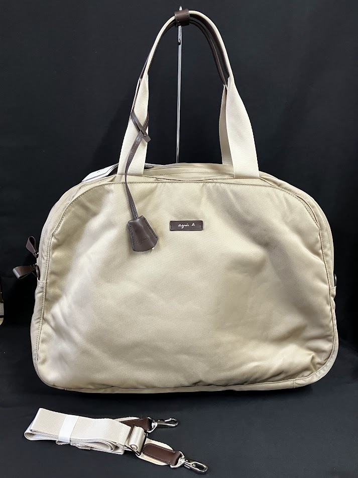 美品◆agnes b voyage アニエスベー ボヤージュ ボストンバッグ ブラック 黒 2WAY ショルダー 斜め掛けナイロン 大容量 旅行CORDURA２4１８