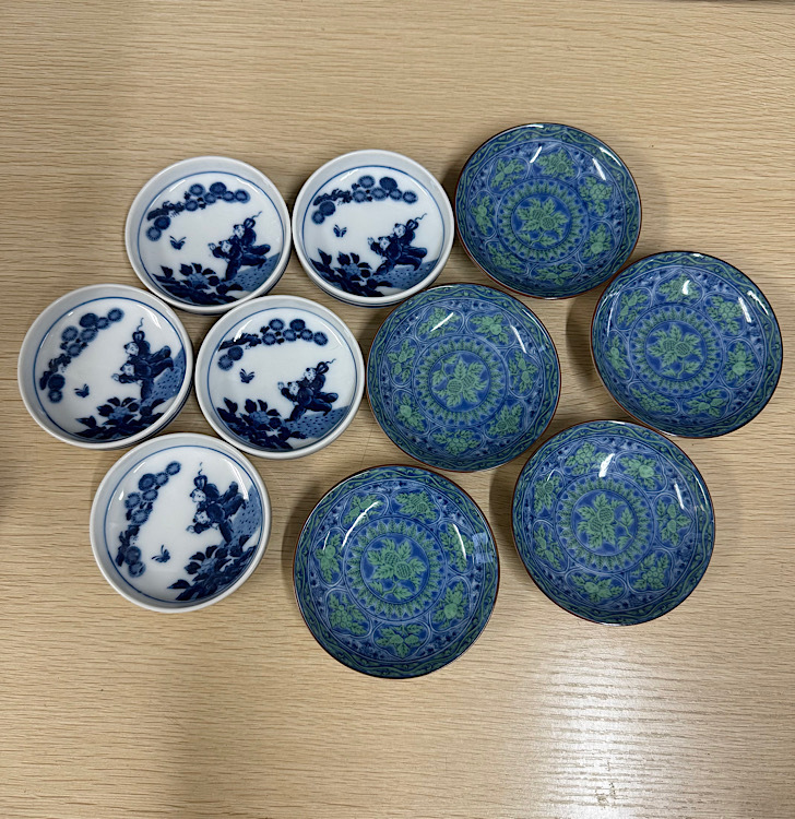 庫山窯　他◆小皿　取り皿　銘々皿　セット◆唐子　染付　豆皿◆前畑陶器　青華緑彩◆中古　現状渡し◆管No2490
