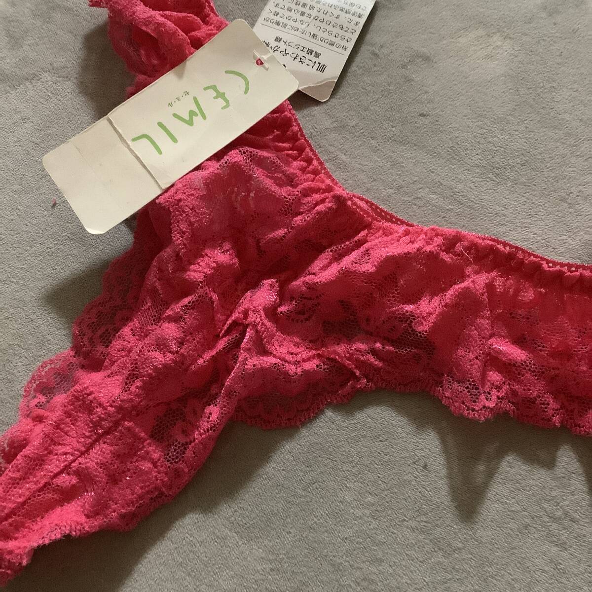 新品　pink　lace　Tバックパンティ　L