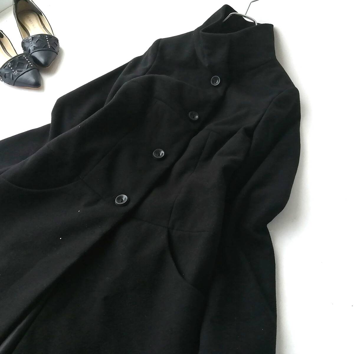 BENETTON. ベネトン レディース♪美ライン ロングコート サイズ38 黒 260813nb【4点同梱で送料無料】