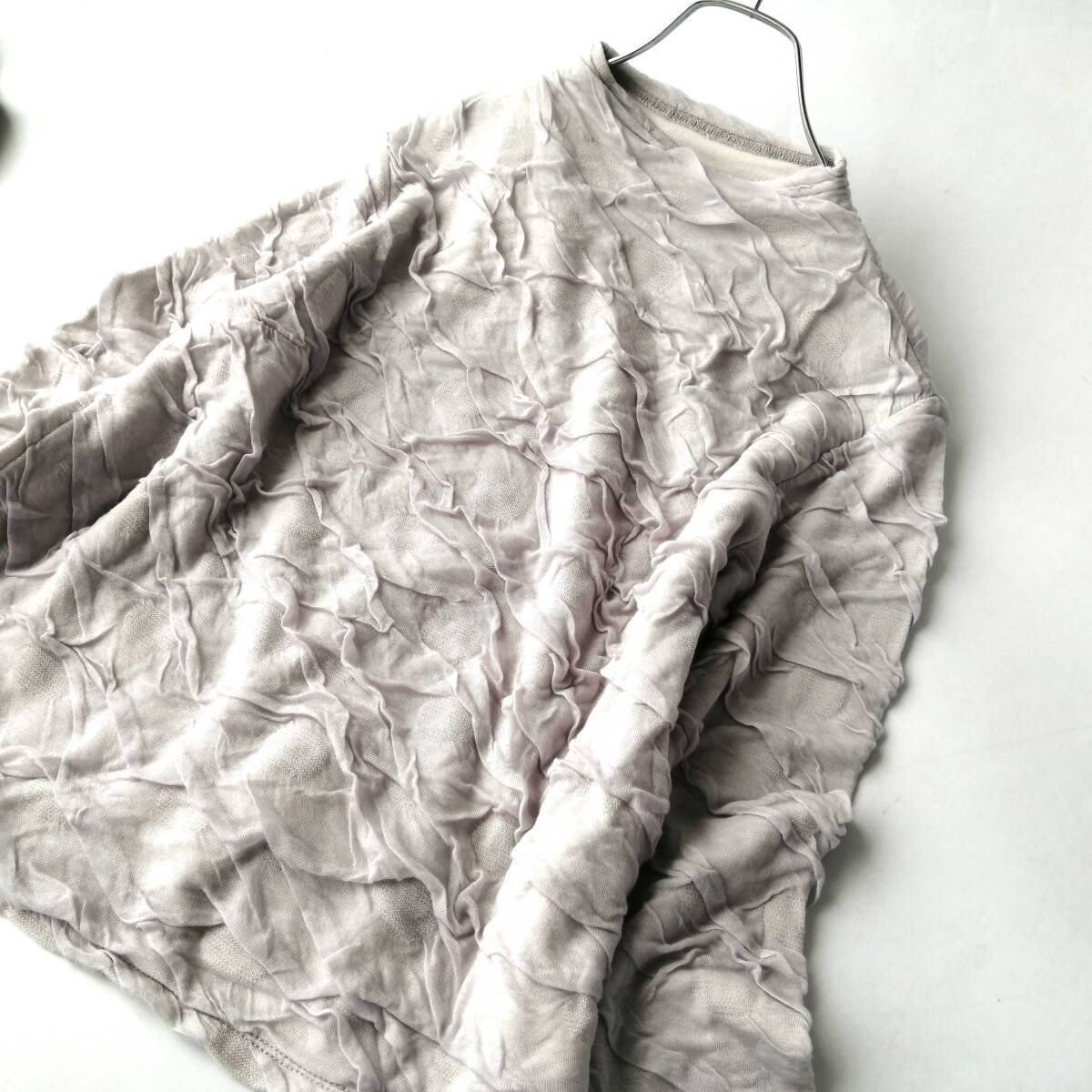 halmek ハルメク レディース♪長袖カットソー チュール重ねデザインカットソー Mサイズ グレー 260813nt【4点同梱で送料無料】