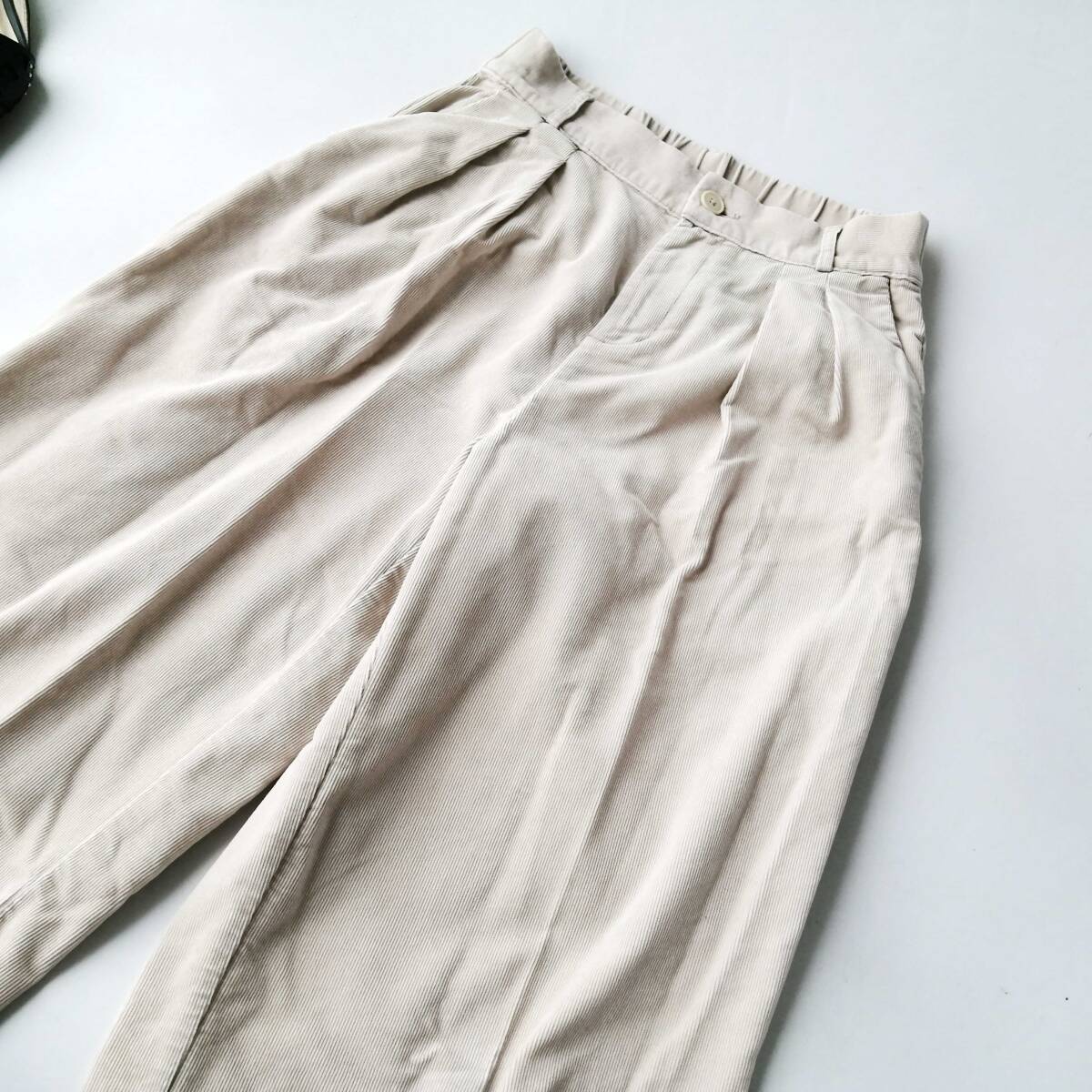 MUJI 無印良品 良品計画 レディース♪コーデュロイパンツ ワイドパンツ Mサイズ オフホワイト 260813nz【4点同梱で送料無料】