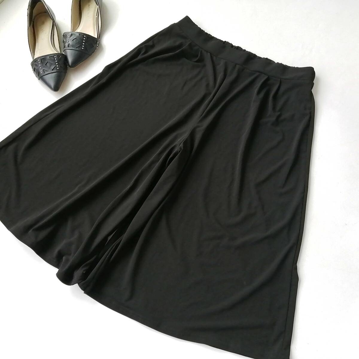 TALBOTS タルボット レディース♪ガウチョパンツ ワイドパンツ Lサイズ 黒 ミディアム丈 260825nk【4点同梱で送料無料】