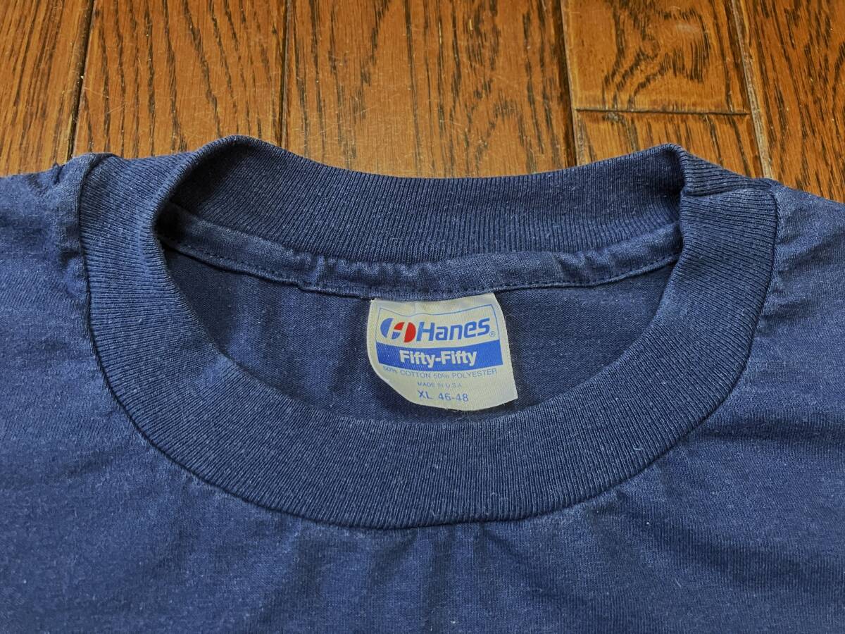 USA製 ビンテージ シングルステッチ ヘインズ Hanes Tシャツ XL 紺 ネイビー 無地 ブランク アメリカ製 米国製 検索 80s 80年代 90s 90年代