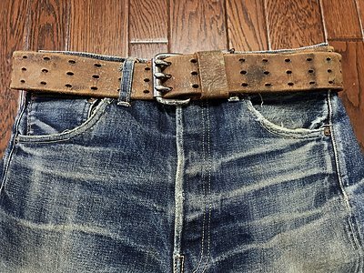 イタリアンレザー 使用 トリプルピン ユーズド レザーベルト ３６ 茶色 ブラウン 味の出たレザー
