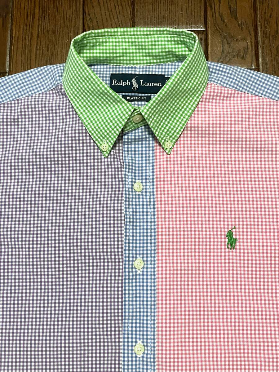 ラルフローレン ＲａｌｐｈＬａｕｒｅｎ ギンガムチェック クレイジーパターン ボタンダウン 長袖 シャツ Ｍ インパクト２１