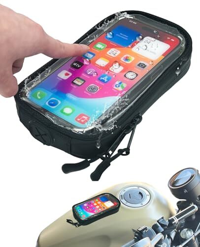 GOROPRI バイク マグネット式スマホホルダー タンクバッグ 防水防塵 タッチパネル対応 ケーブル穴 ジッパープル付 新品