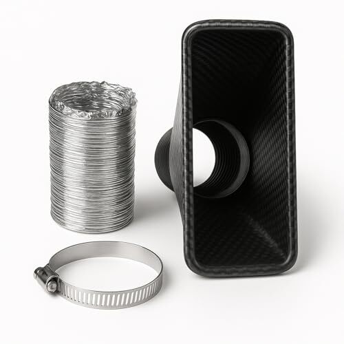 エスネット 汎用 エアインテーク ダクト SN-192-N1 ドライカーボン風 バンパー ボンネット 吸気 アルミ ファンネル 伸