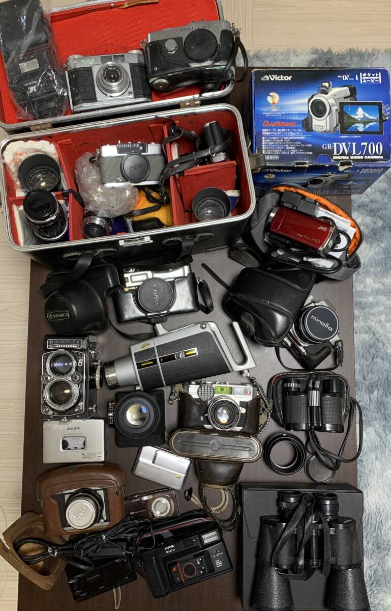 カメラ 双眼鏡 まとめ売り CASIO Nikon OLYMPUS minolta レンズ ストロボ 周辺機器 動作未確認 ジャンク品 コレクション 【1円スタート】