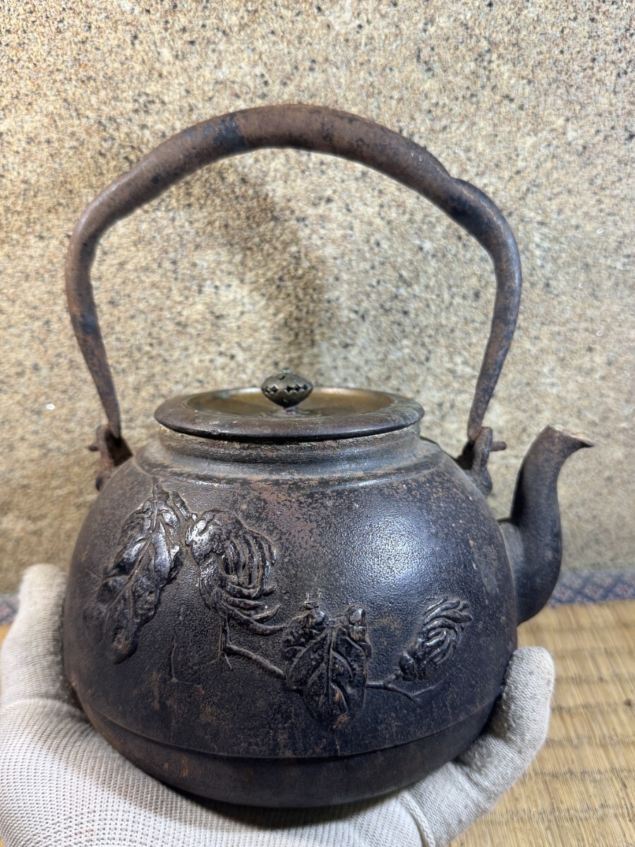 小振り　龍文堂　大国　明治時代 鉄瓶 煎茶道具