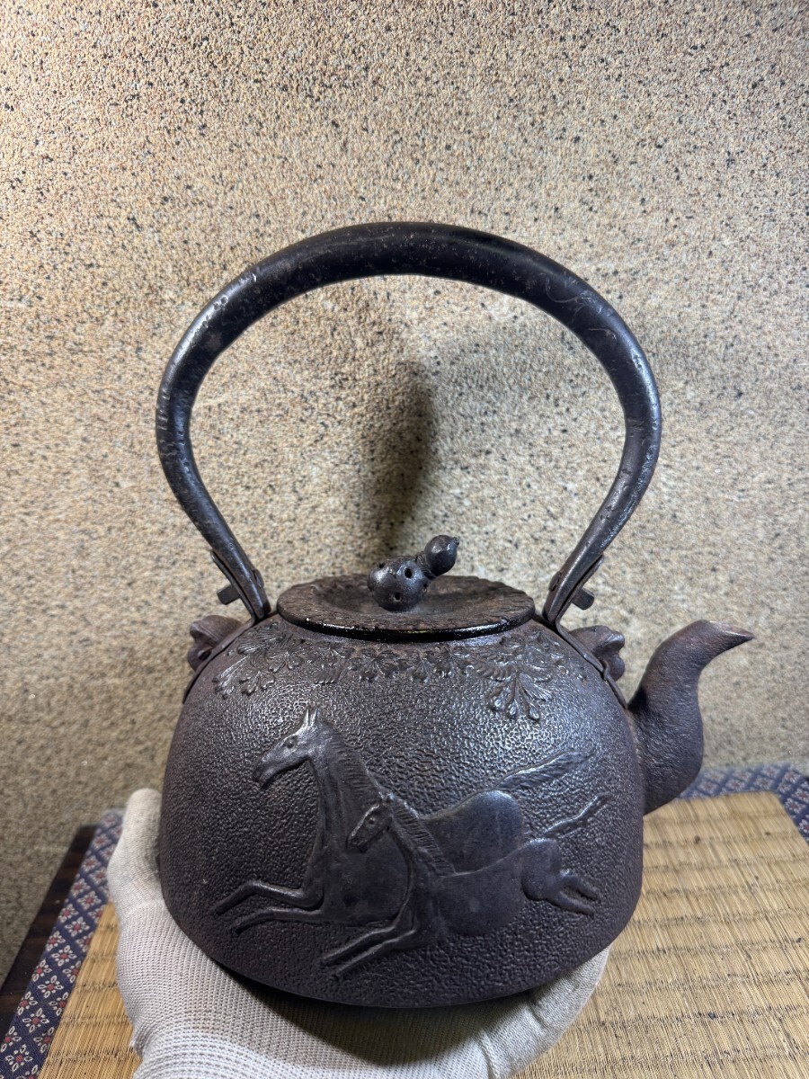 秀山 　瓢箪　馬　鉄瓶 釜師 昭和時代 未使用 煎茶道具 南部鉄瓶 南部鉄器 検索(小泉　盛久　有阪　高橋　立徳　万治　鈴木)